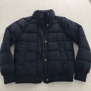 Navy Blue J Crew Puffer Bomber Coat XXS
